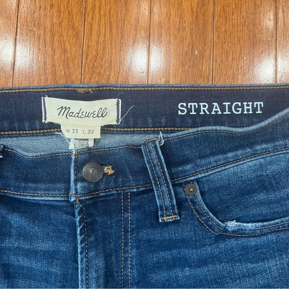 Madewell Straight Leg Dark Blue Men's Jeans - Picture 2 of 9